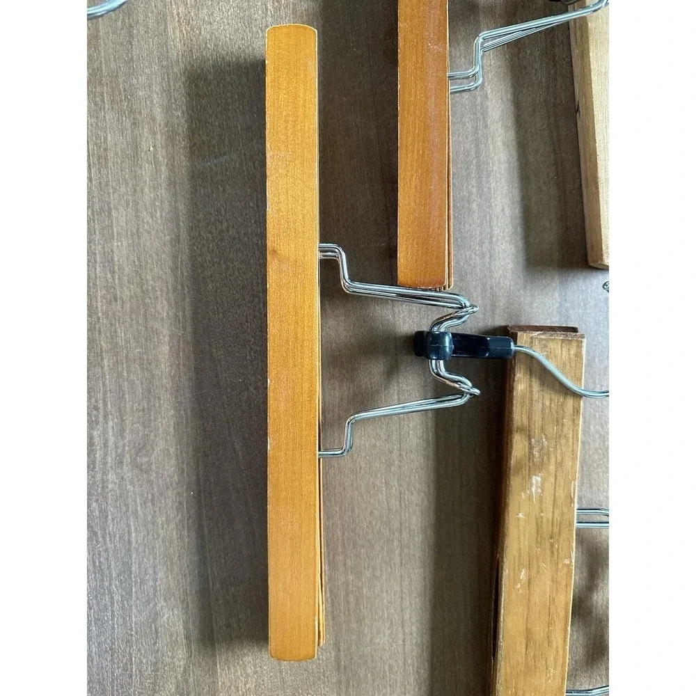 Set of 9 Wooden Pants Hangers Unmarked for Bottoms/Skirts